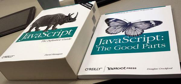 Meme comparando a espessura do Javascript, The Definitive Guide com o Javascript, The Good Parts